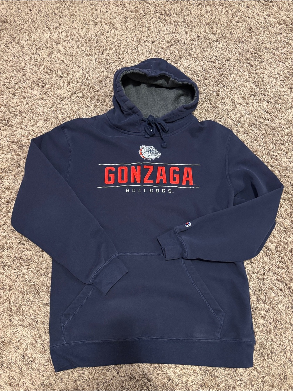 Champion Gonzaga Bulldogs Navy Pullover Hoodie with Red Logo